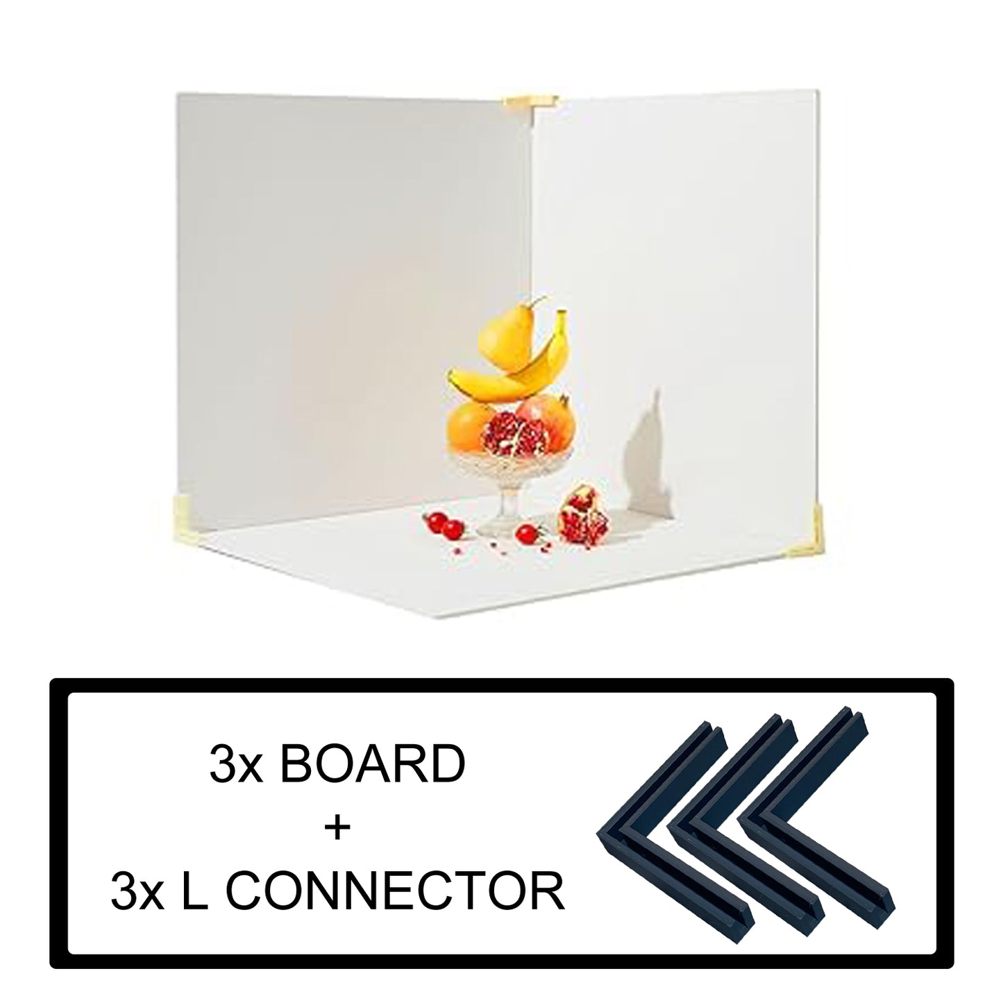 3PCS Photo Backdrop Boards for Product and Food Photography with 3 L Connector Waterproof White Product Photography Background