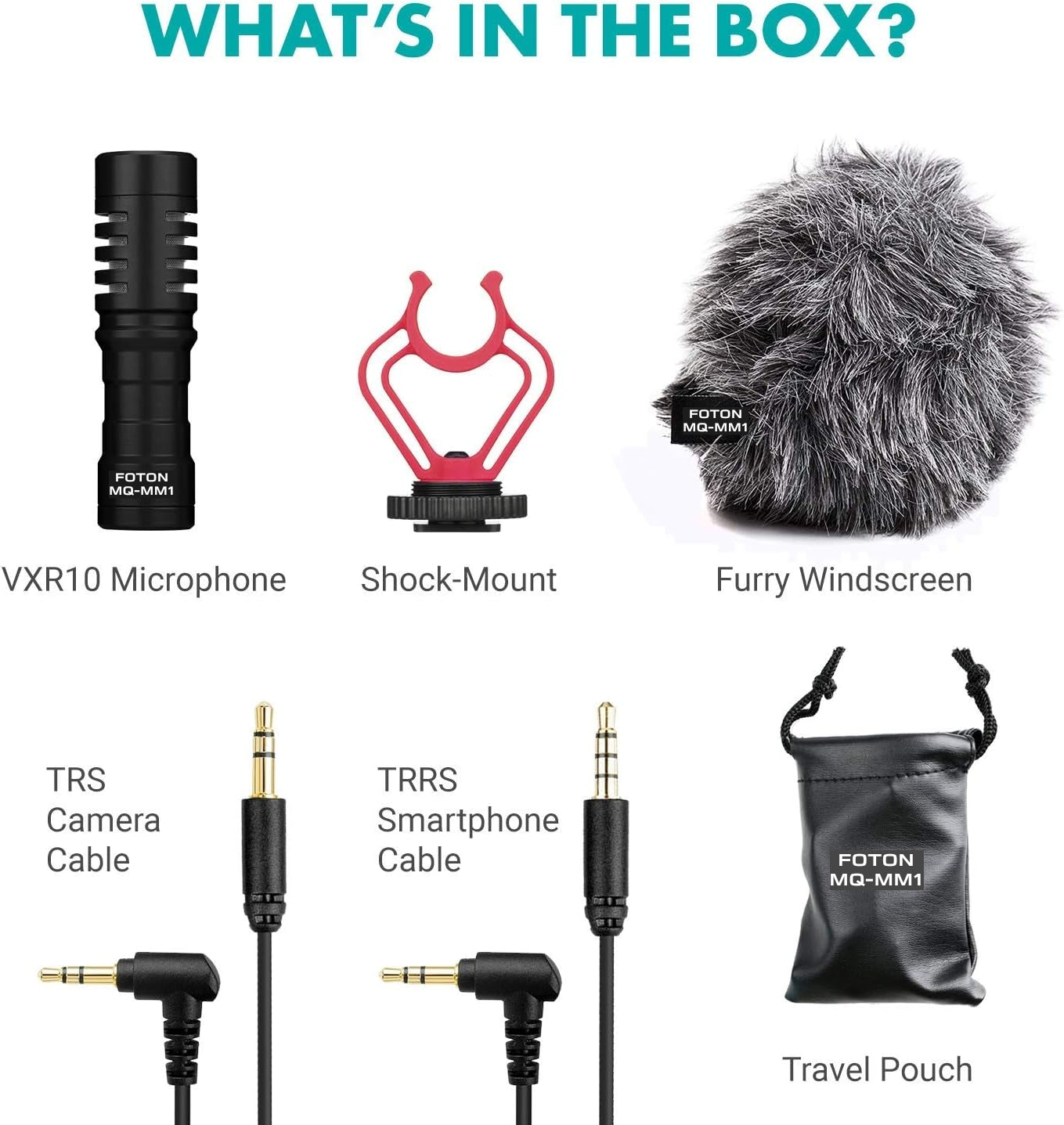 MQ-MM1 Universal Cardioid Shotgun Microphone - Camera Microphone for DSLR, iPhone and Android Smartphones - Compatible with Canon EOS, Nikon, and Sony Cameras - with Shock Mount, Deadcat Windscreen