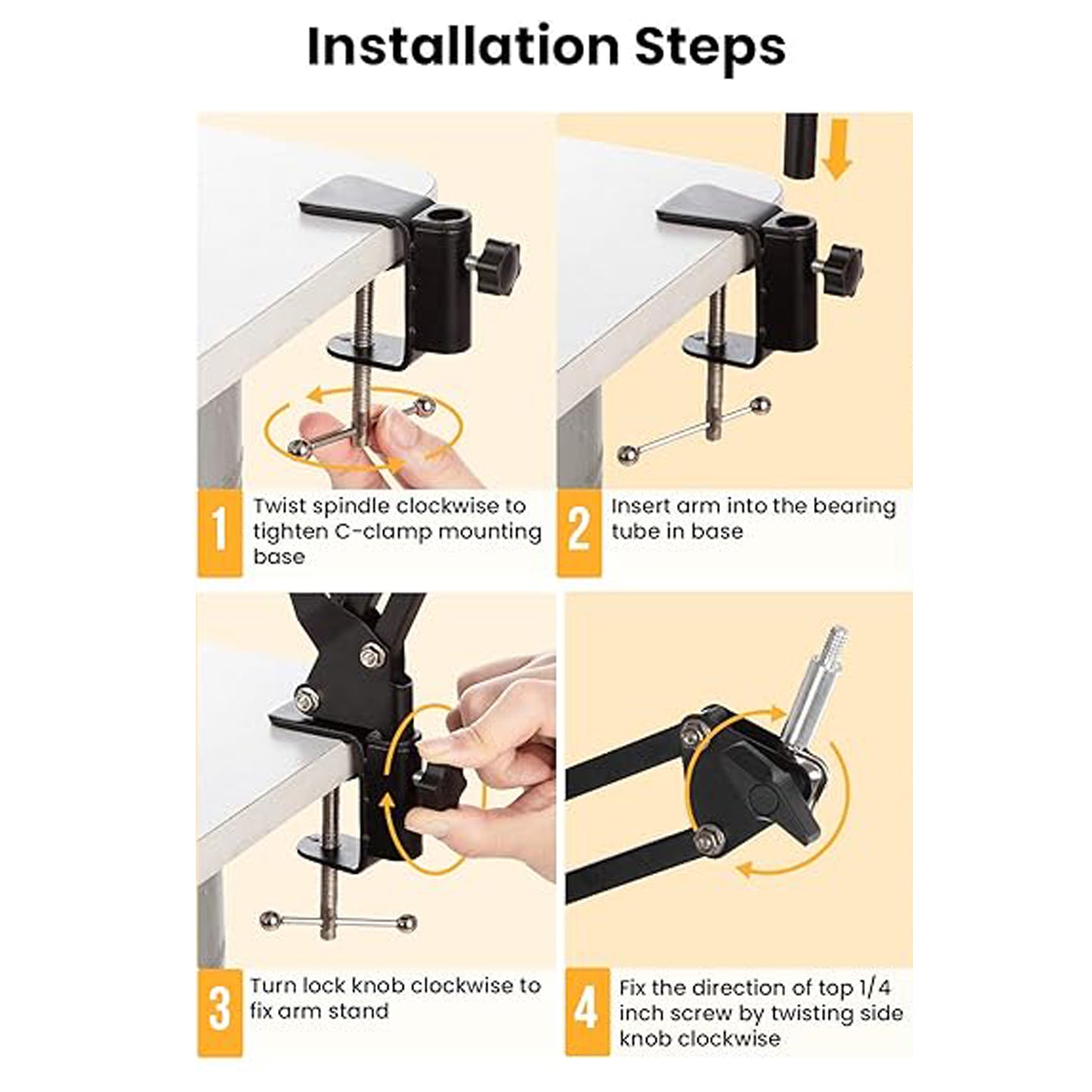 BOXTUDIO Mobile Phone/Tablet/iPAD Holder Video Stand Articulating Arm Flexible Desktop Support Arm for Live Flat Photography Videography (Black)