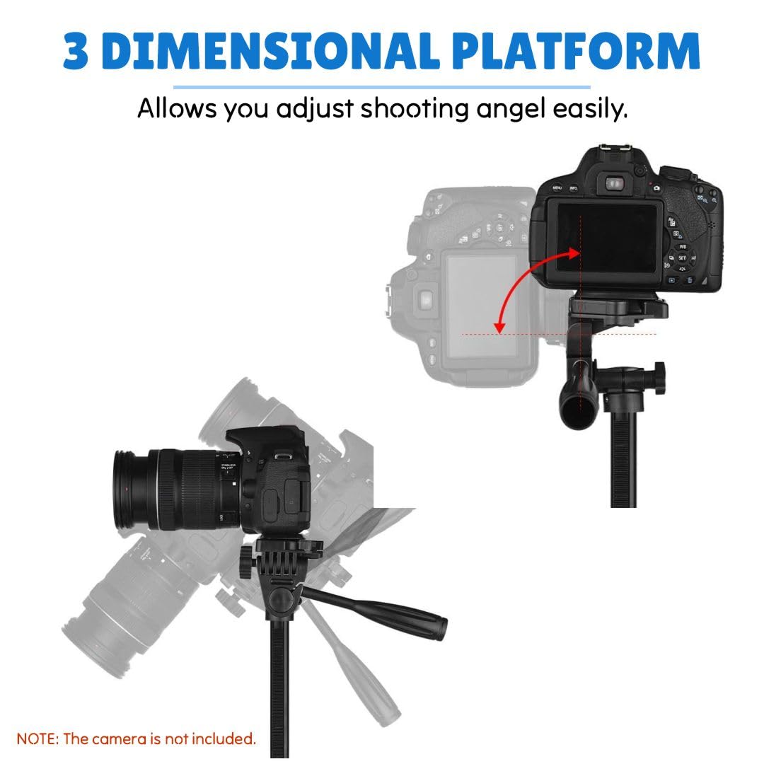 BOXTUDIO F3366 Aluminum Tripod (55-Inch), Universal Lightweight Tripod with Mobile Phone Holder Mount & Carry Bag for All Smart Phones, Gopro, Cameras