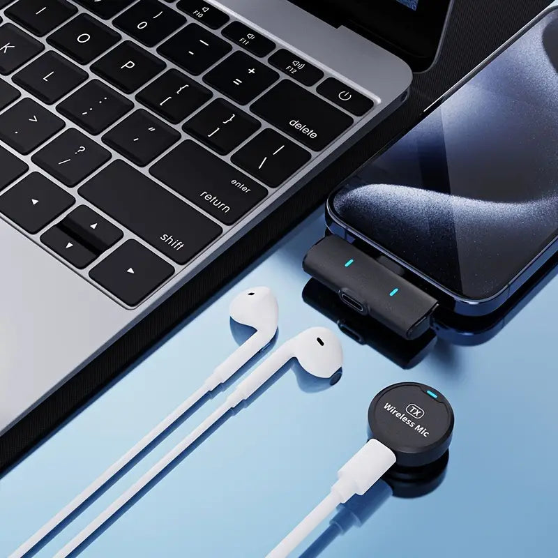 Wireless Lavalier Microphone for iPhone & Android Phone, Clip Lav USB C Mini Lapel Mic for Video Recording Vlogging Podcast, Pop Small Microphone with Noise Cancellation