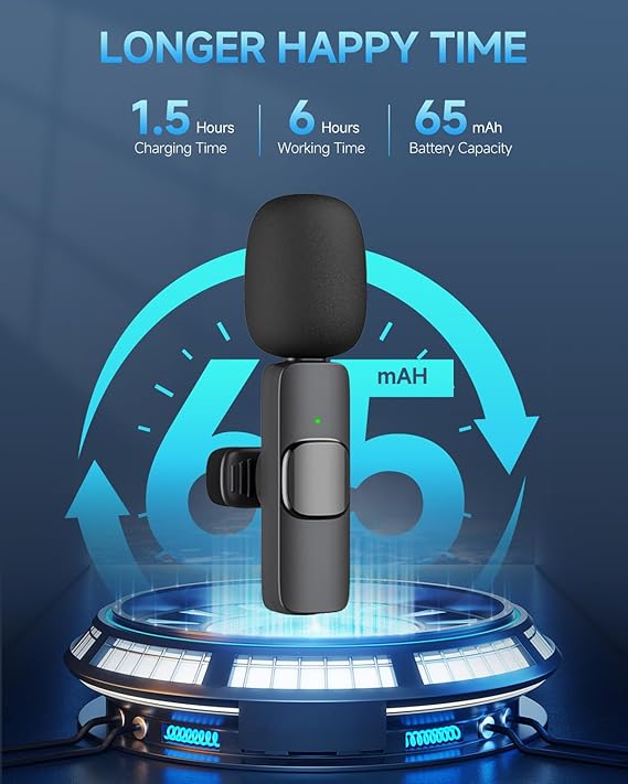 BOXTUDIO Wireless Microphone, Mini Microphone, Microphone for Type-C Phone and iPhone, Wireless Microphones, Wireless Lavalier Microphone, Microphone for Video Recording, YouTube, Vlog, Podcasts
