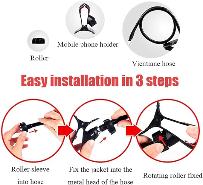 Mobile Phone and Backdrop Holder with Gooseneck, Portable Iron Material, Rotatable and Adjustable 360 Degrees, Universal Flexible Gooseneck Holder for Bedroom, Bed, Office, Car