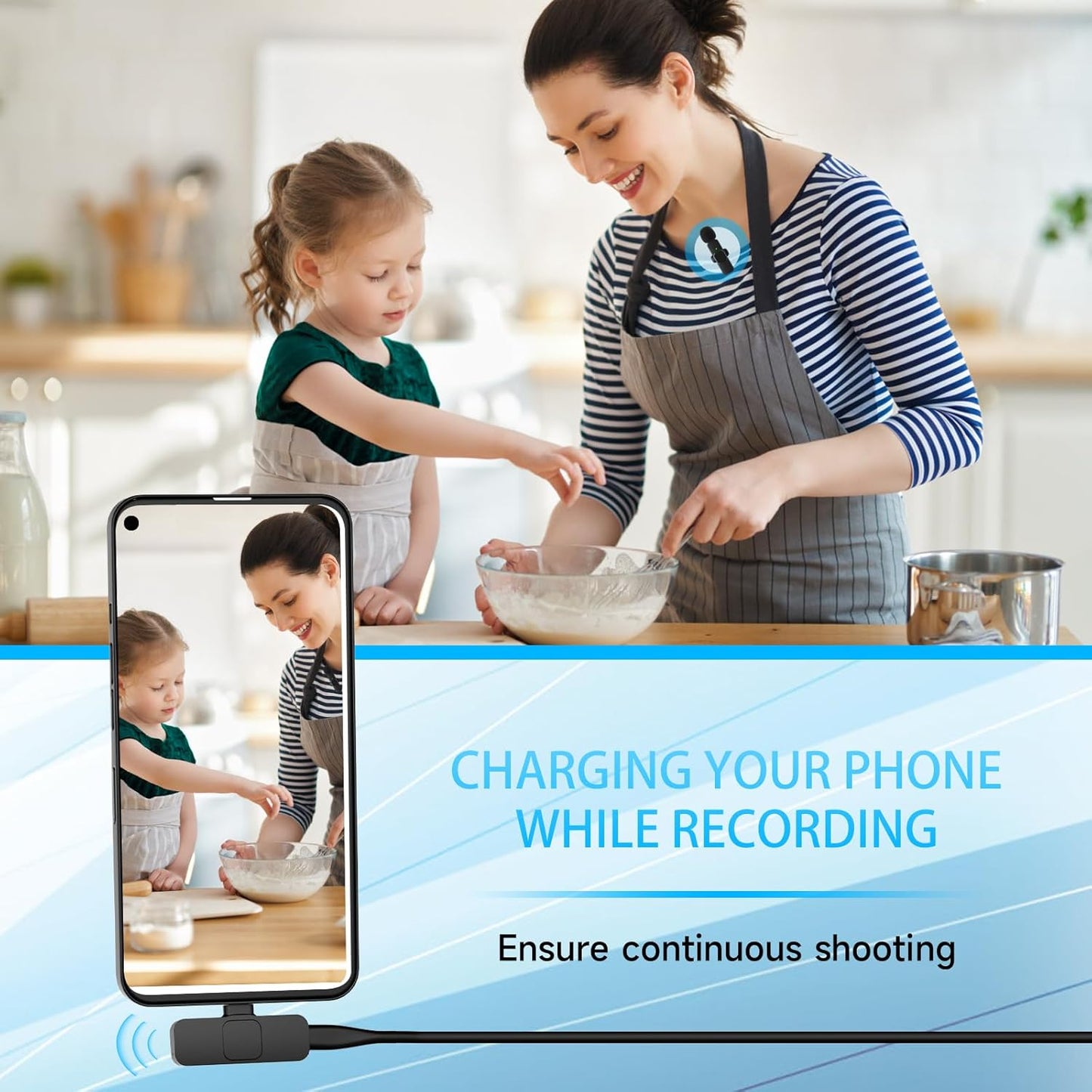 BOXTUDIO Wireless Microphone, Mini Microphone, Microphone for Type-C Phone and iPhone, Wireless Microphones, Wireless Lavalier Microphone, Microphone for Video Recording, YouTube, Vlog, Podcasts