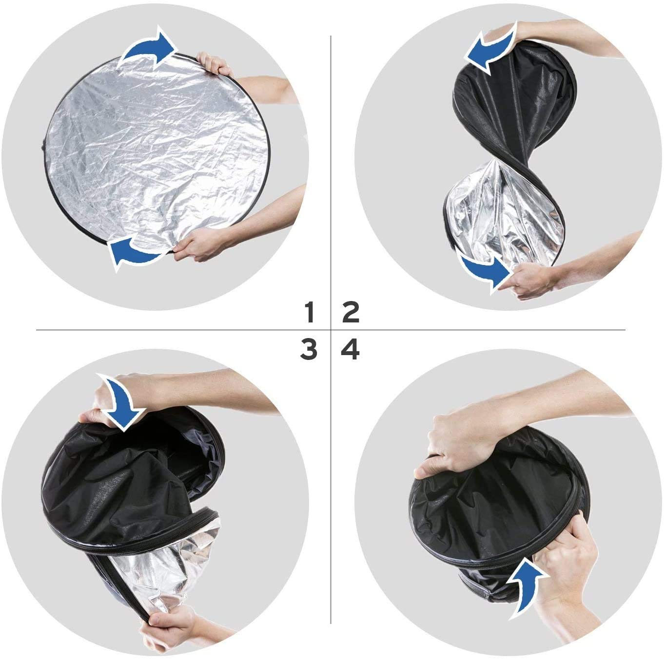 COLLAPSIBLE 5-IN-1 PHOTO LIGHT REFLECTOR 43 INCH (110 CM) PREMIUM QUALITY