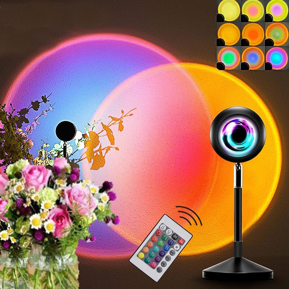Sunset Lamp, Sunset Projection Lamp with Remote Control, 16 Colors Sunlight Lamp 5W