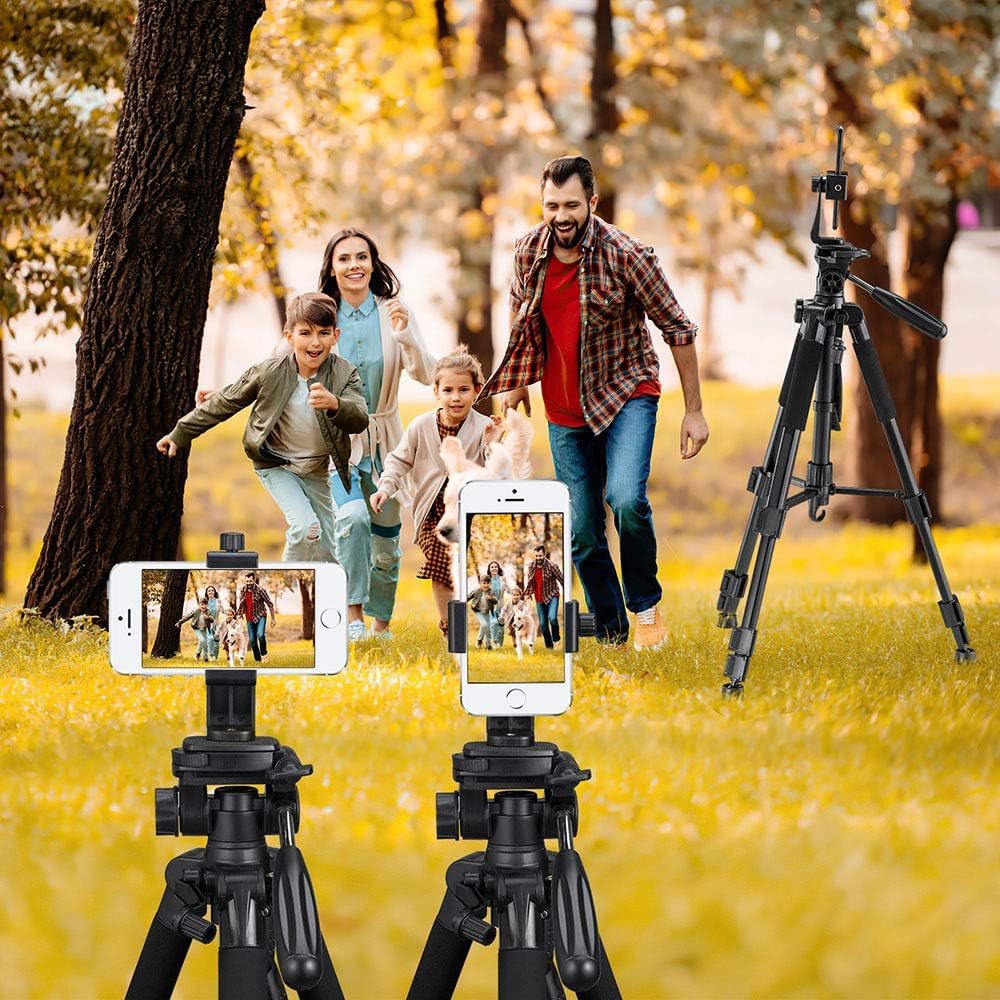 BOXTUDIO Smartphone Tripod Cell Phone Holder Mount Adapter, Fits iPhone, Samsung, and all Phones, Rotates Vertical and Horizontal, Adjustable Clamp HEAVY DUTY