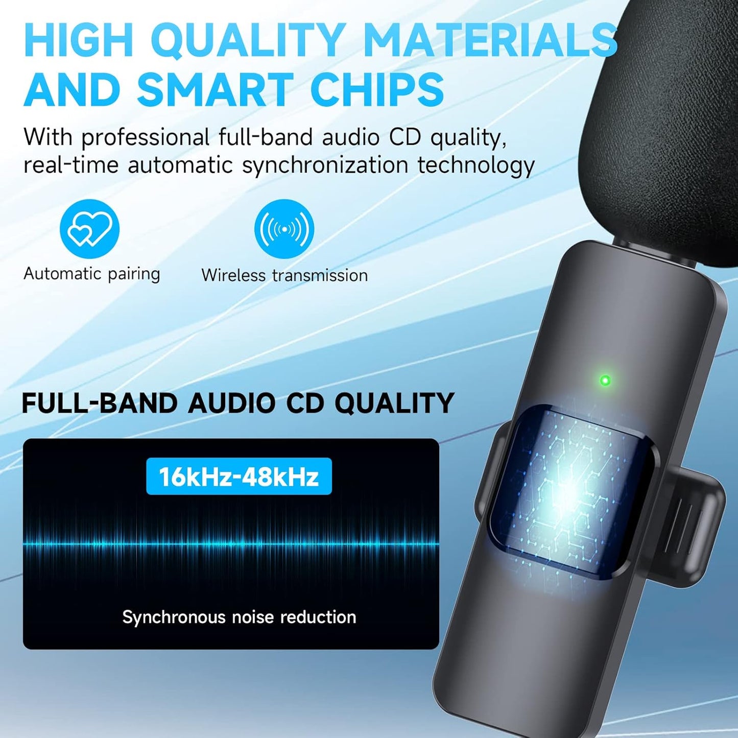BOXTUDIO Wireless Microphone, Mini Microphone, Microphone for Type-C Phone and iPhone, Wireless Microphones, Wireless Lavalier Microphone, Microphone for Video Recording, YouTube, Vlog, Podcasts