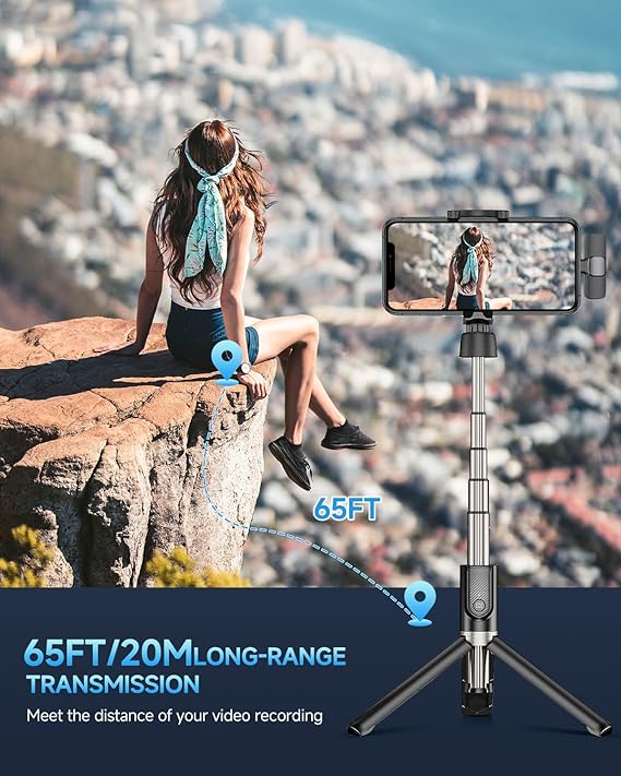 BOXTUDIO Wireless Microphone, Mini Microphone, Microphone for Type-C Phone and iPhone, Wireless Microphones, Wireless Lavalier Microphone, Microphone for Video Recording, YouTube, Vlog, Podcasts