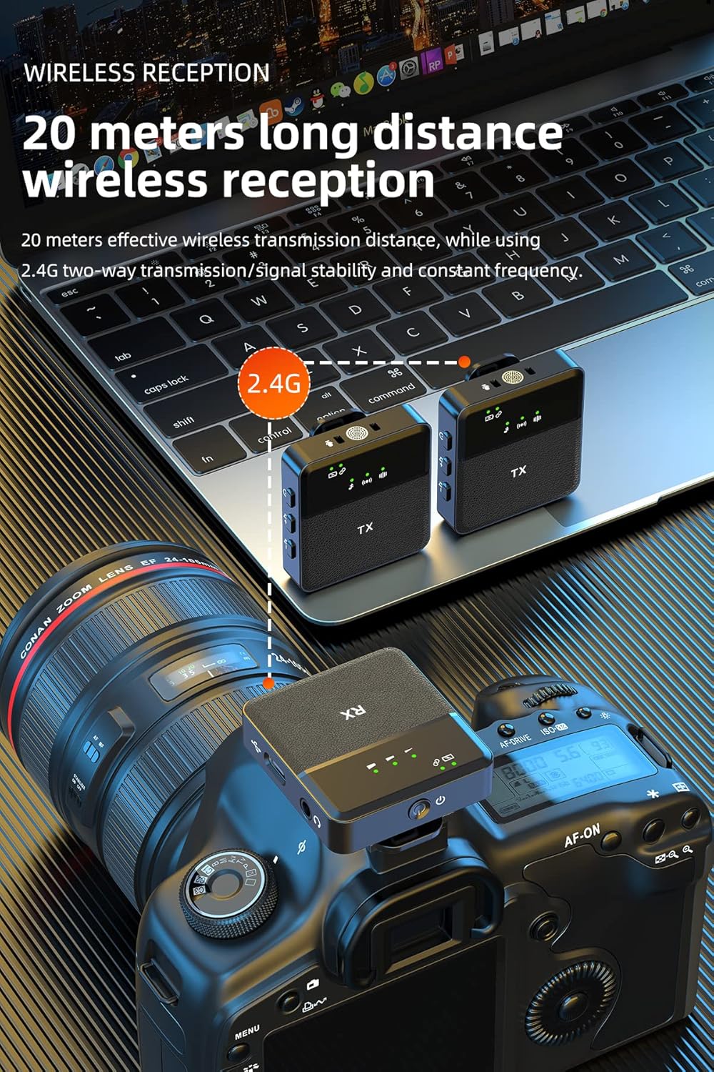 Boxtudio Wireless Microphone Lavalier Condenser Collar Mic , Type C, 3.5mm Jack & iOS with Noise Reduction for Cameras, Laptops, Desktops