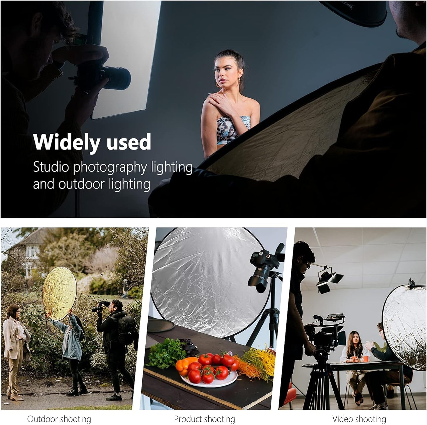 COLLAPSIBLE 5-IN-1 PHOTO LIGHT REFLECTOR 43 INCH (110 CM) PREMIUM QUALITY