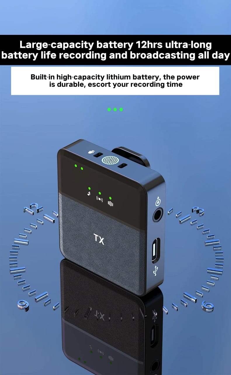 Boxtudio Wireless Microphone Lavalier Condenser Collar Mic , Type C, 3.5mm Jack & iOS with Noise Reduction for Cameras, Laptops, Desktops