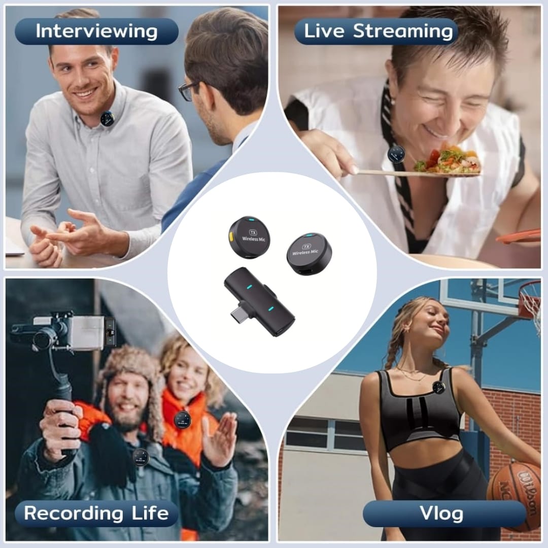 Wireless Lavalier Microphone for iPhone & Android Phone, Clip Lav USB C Mini Lapel Mic for Video Recording Vlogging Podcast, Pop Small Microphone with Noise Cancellation