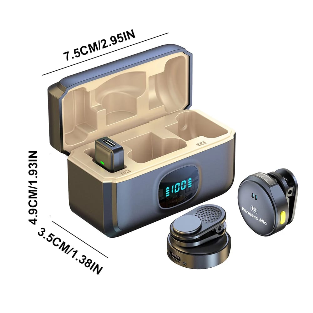 Wireless Magnetic Button Collar Microphone Noise Cancelling Lapel Mic Plug and Play 164ft Range for YouTube Vlog Video Recording