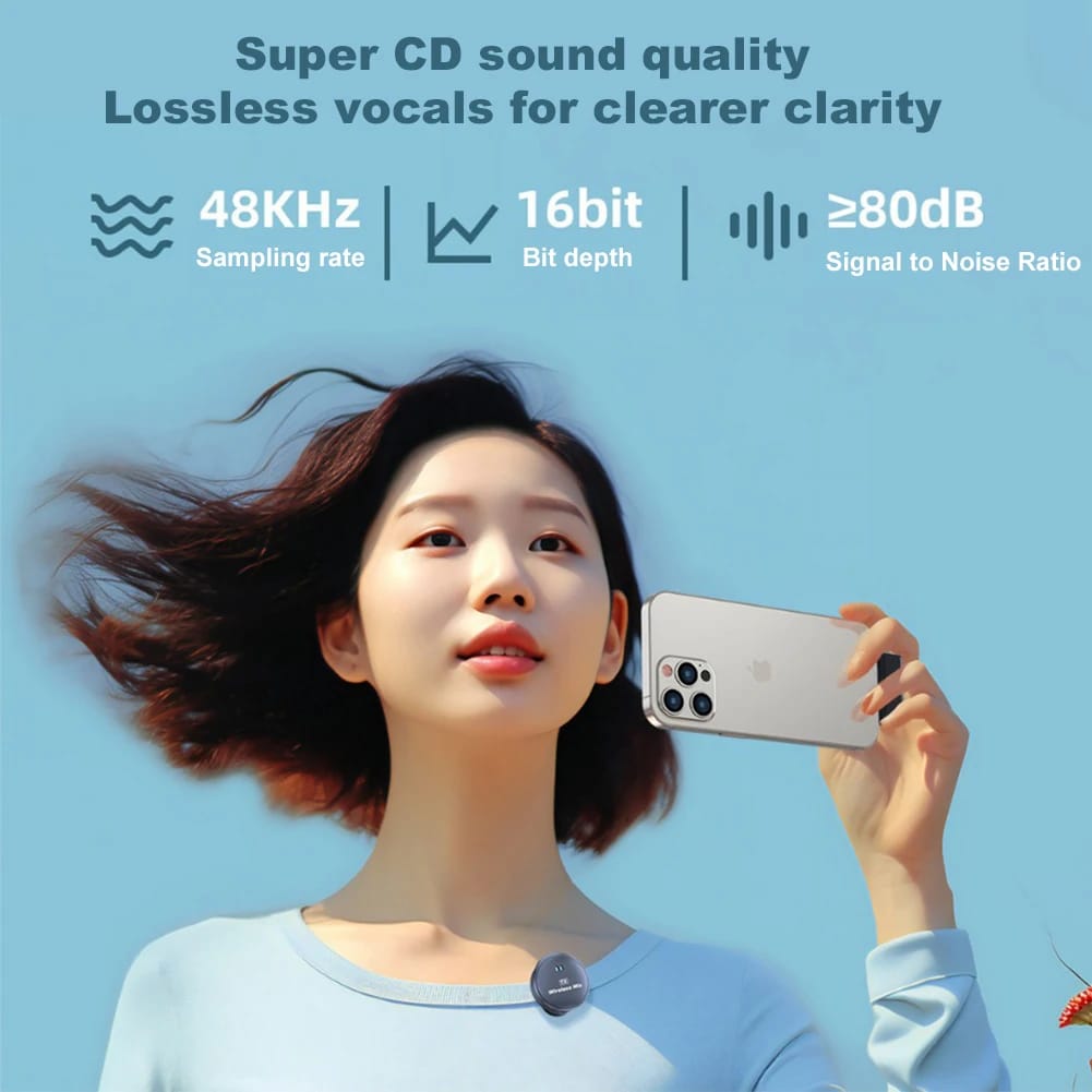 Wireless Magnetic Button Collar Microphone Noise Cancelling Lapel Mic Plug and Play 164ft Range for YouTube Vlog Video Recording