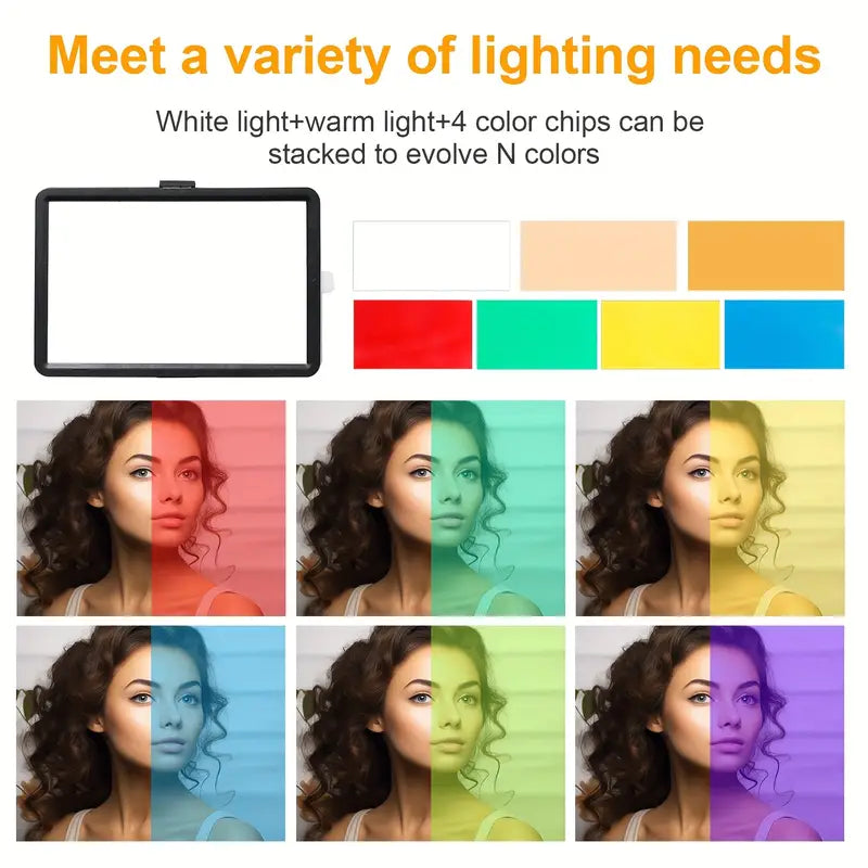 6 Inch USB LED Video Light Kit 3200K-5600K 14-Level Dimmable Comes with Free 4 Colour Gels Red/Low/Green/Blue