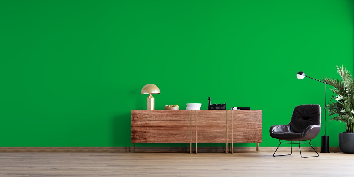 GREEN SCREEN MATTE WALLPAPER - PEEL AND STICK - PREMIUM QUALITY GREEN SCREEN FOR STUDIO - WATERPROOF AND EASY TO CLEAN
