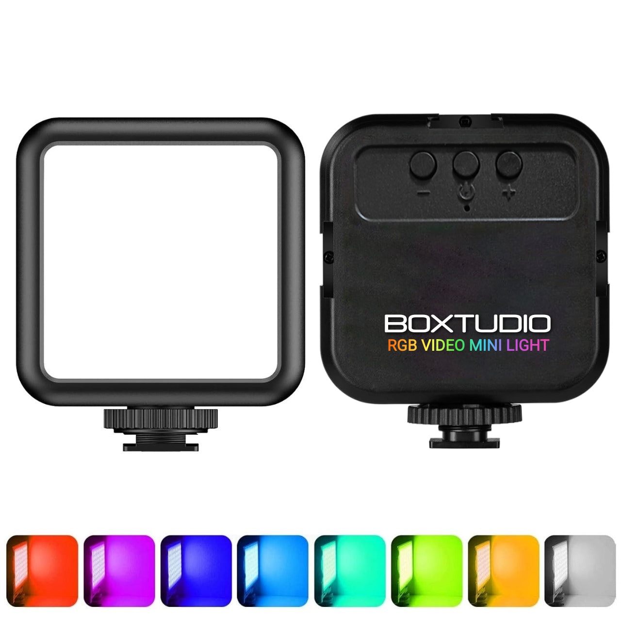 BOXTUDIO RGB Video Light, LED Camera Light 360° Full Color Portable Photography Lighting with 3 Cold Shoe, 1200mAh Rechargeable, Multiple Light Effects, CRI 95+, 3000-9000K Dimmable Panel Lamp