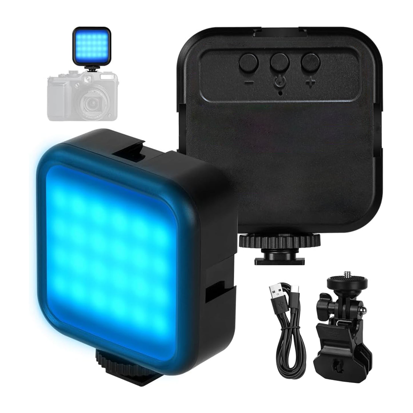 BOXTUDIO RGB Video Light, LED Camera Light 360° Full Color Portable Photography Lighting with 3 Cold Shoe, 1200mAh Rechargeable, Multiple Light Effects, CRI 95+, 3000-9000K Dimmable Panel Lamp