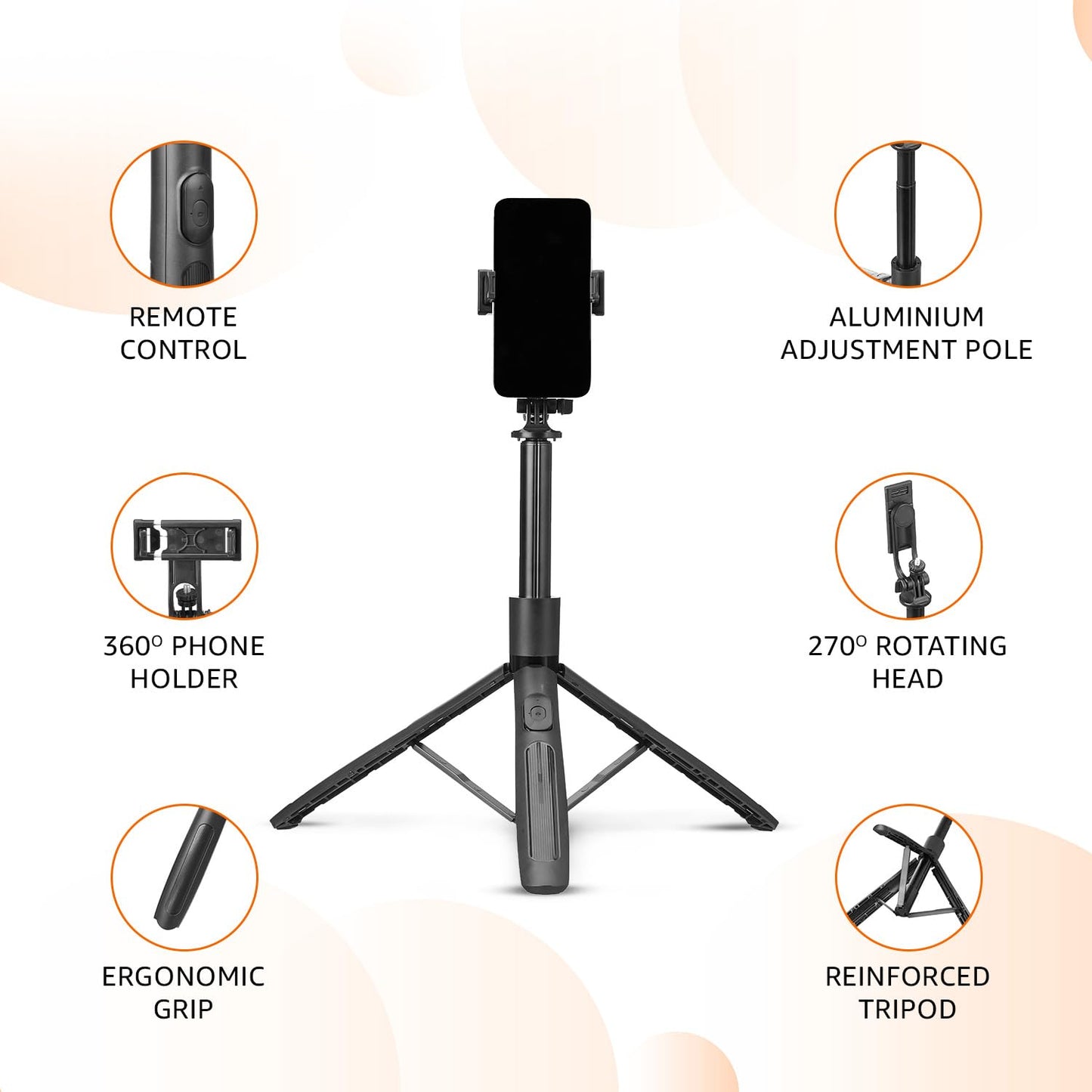 BOXTUDIO B6 Long Selfie Stick with Reinforced Tripod Stand 62 inch/157 cm Multifunctional Camera Tripod for Vlogging Live Stream 1/4" Screw for Mirrorless/Action Camera Ring Light Gopro,Silver