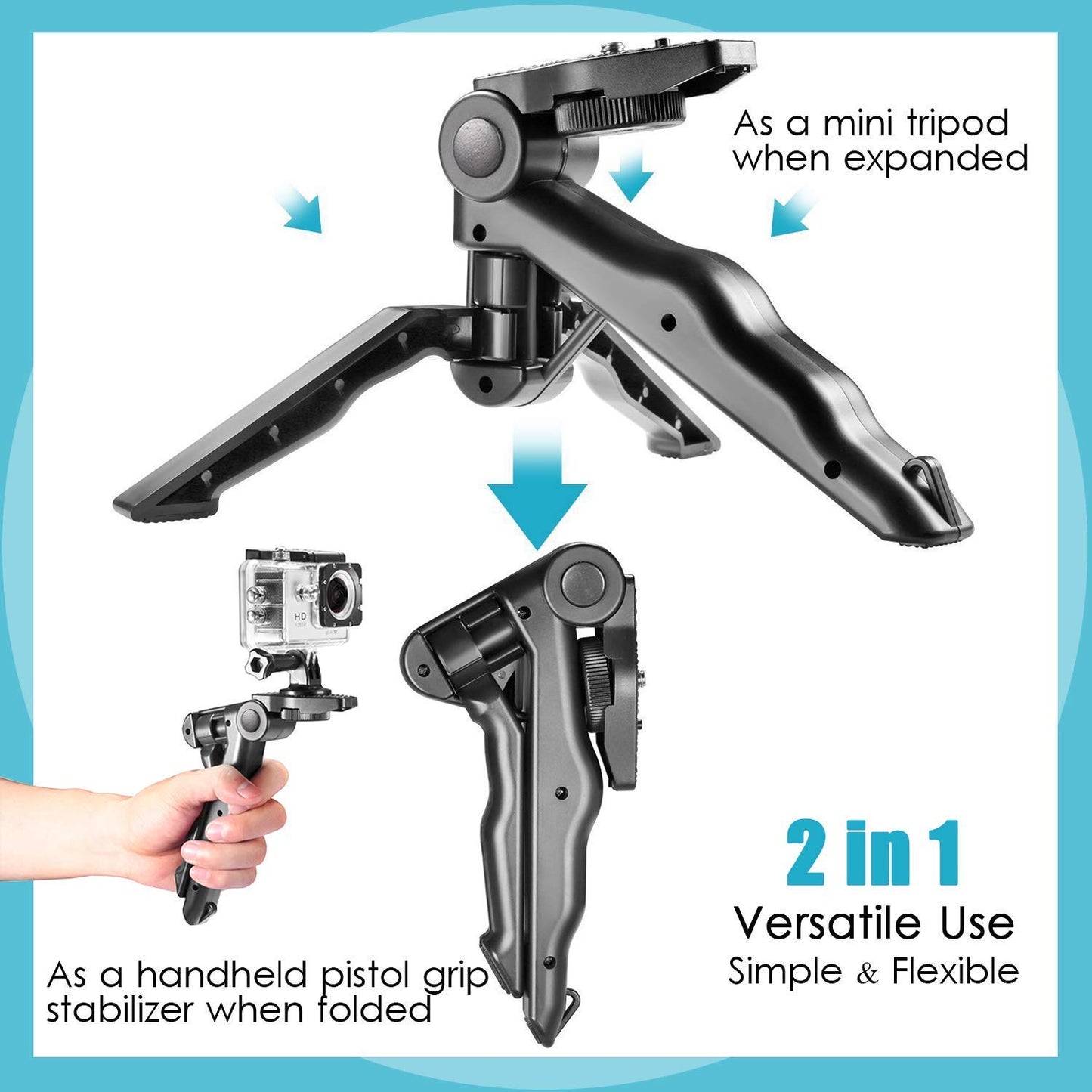 Mini Pistol Tripod Stand for Camera/ Mobile Lightweight Photography Gun Handgrip Tripod All Mobile, & DSLR Camera's for Video Shooting, etc.