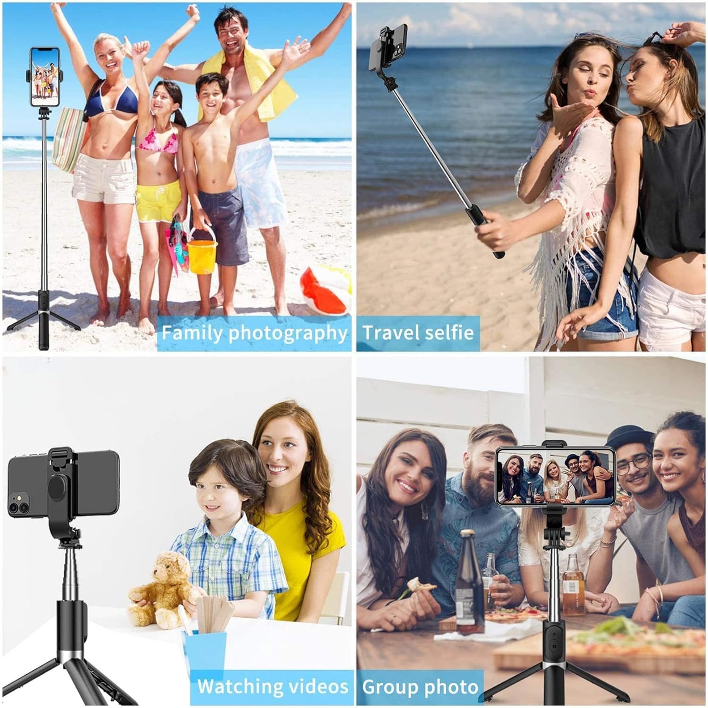 BOXTUDIO B1L Selfie Stick with Light Tripod Stand 104 cm/41 inch Bluetooth Extandable Selfie Stick Tripod for Youtube Vlog Live Streaming Holder Compatible for Gopro