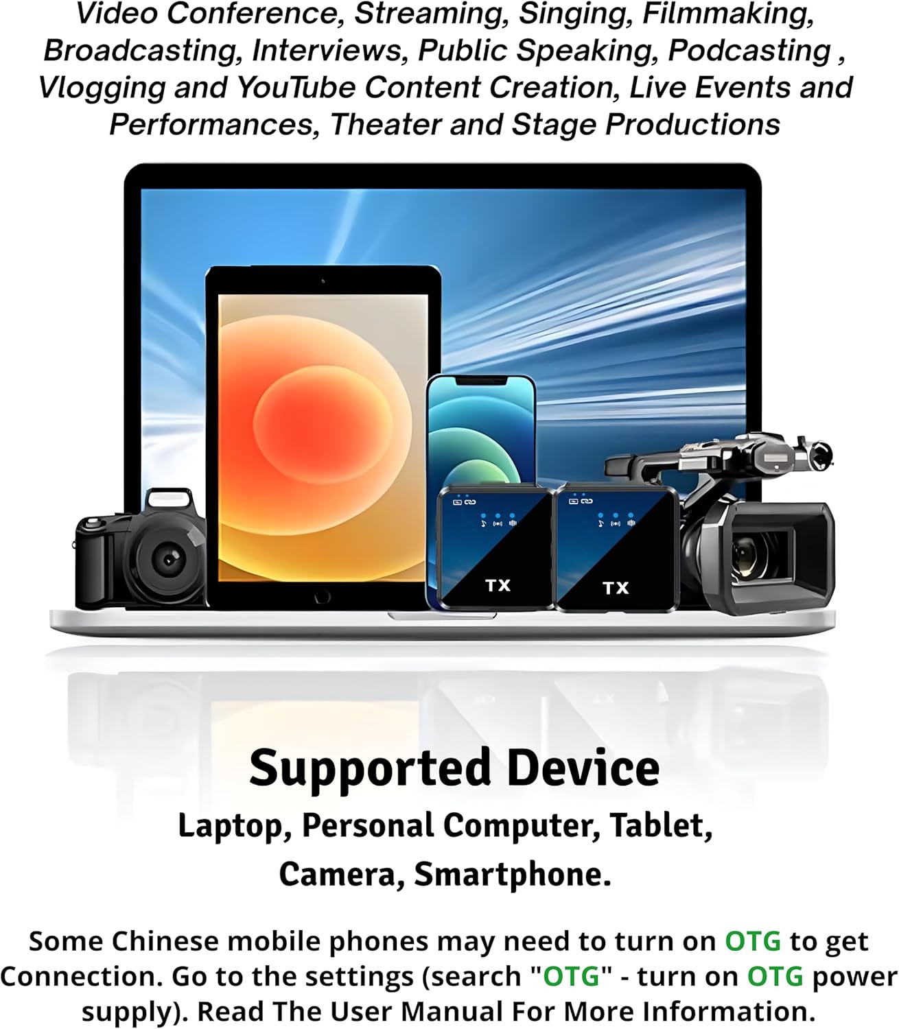 BOXTUDIO 3 in 1 Wireless Mic for iPhone/Android/Camera,Mini Bluetooth Microphone Noise Reduction Mic for Record Interview, Vlogging, YouTube