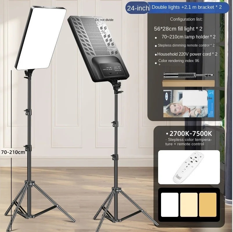 24 Inch Premium LED Video Light Kit, 2700-7500K Dimmable Photography Lighting with Remote, CRI 96+ Studio Lights for, YouTube, Game Streaming, Video Photography