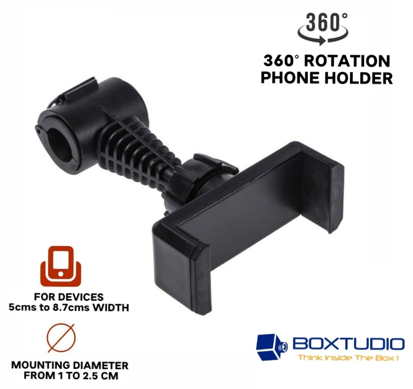 Universal 360 rotating mount mobile phone holder for Light Stand/Golf Cart/Baby Carriage/bike/Stroller and Prams