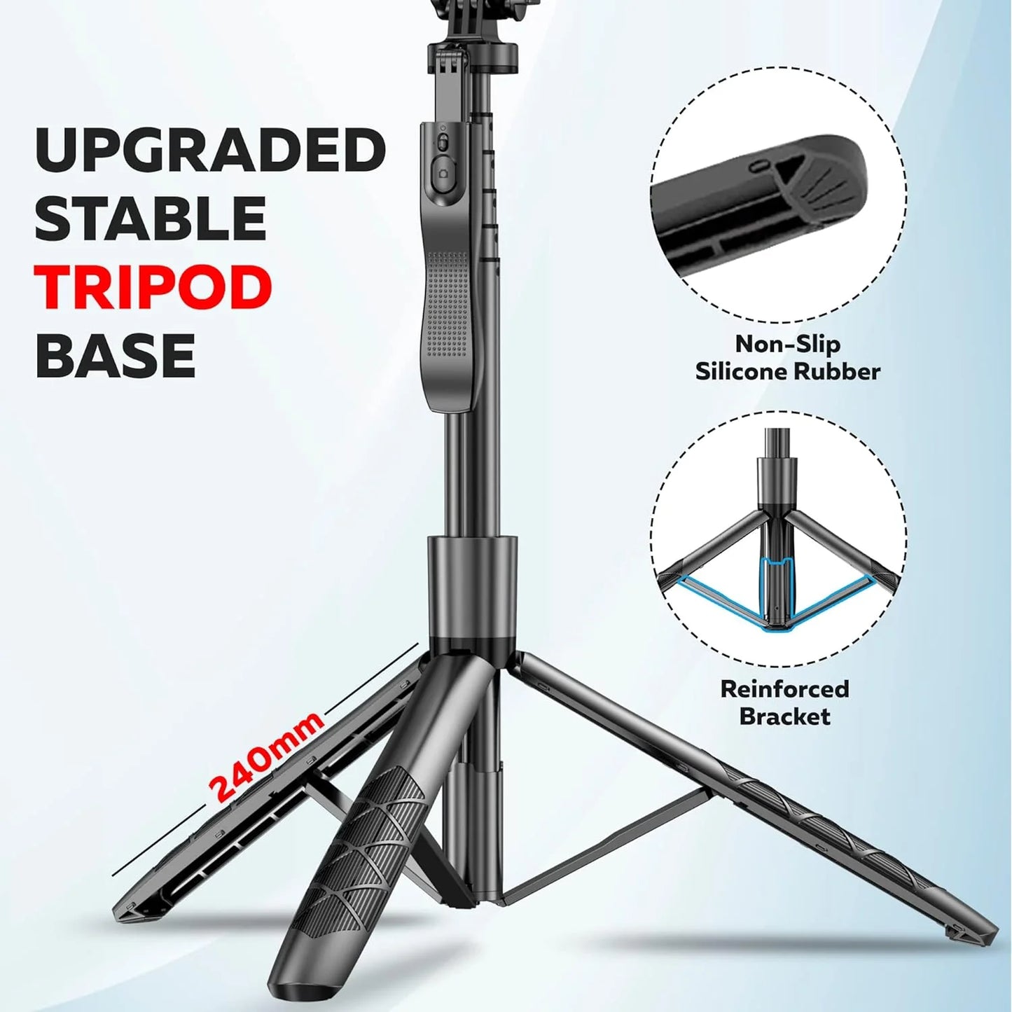 BOXTUDIO B16 Long Selfie Stick with Tripod Stand 360 Degree Rotating Balance Grip for Anti Shake Recording, 6 Section Telescopic Pole Extendable Upto 62 Inch/ 157 cm for Professional Photos & Video Recordings.