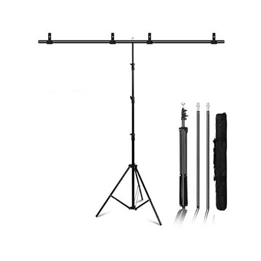 BOXTUDIO T-SHAPED BACKGROUND STAND ADJUSTABLE SUPPORT 6FT WIDE 9FT TALL BACKDROP STAND WITH FREE BAG AND 2 CLIPS/CLAMPS