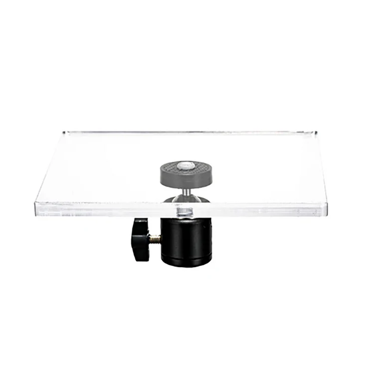 BOXTUDIO Transparent Acrylic Support Plate with 360° Ball Head for Product Photography - Rectangle (15cm x 10cm x 5mm)