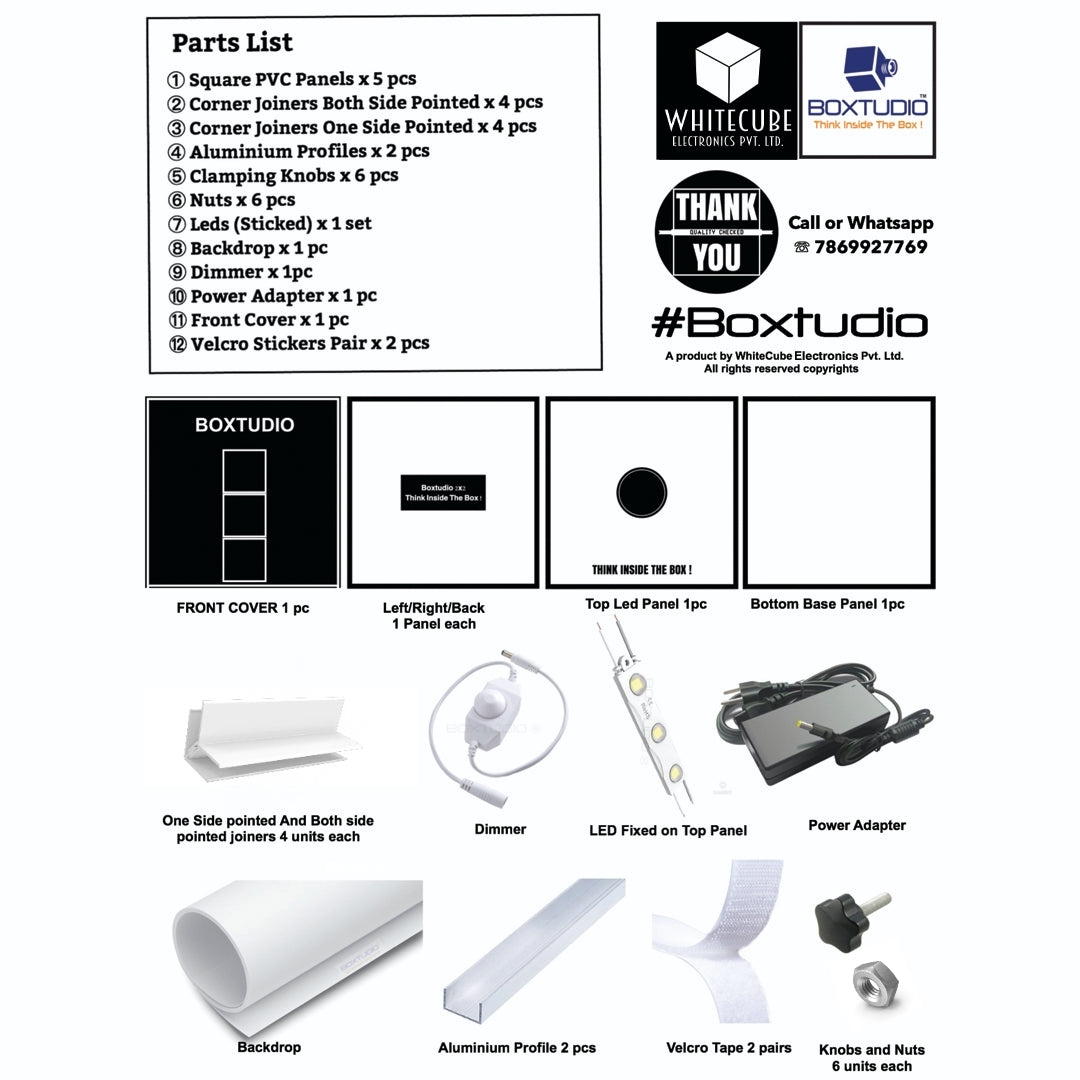 BOXTUDIO® 3X3 Professional Photo LightBox for Product Photography -  Lighting Shooting Tent (90x90x90cms)